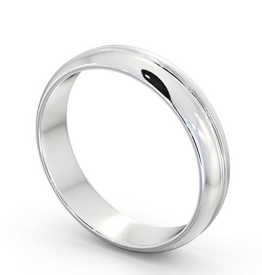 Mens D Shape Single Groove Wedding Ring Platinum WBM10_WG_THUMB1