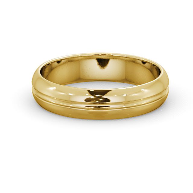 Mens Wedding Ring 9K Yellow Gold - D-Shape Single Groove WBM10_YG_FLAT