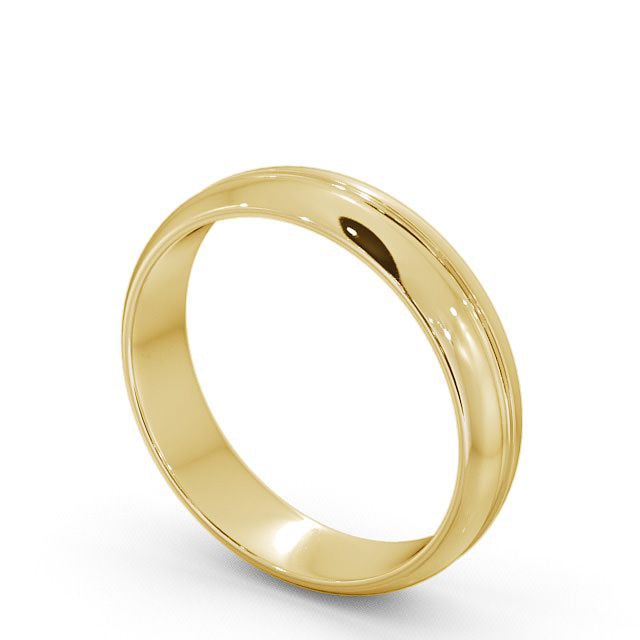 Mens Wedding Ring 18K Yellow Gold - D-Shape Single Groove WBM10_YG_SIDE