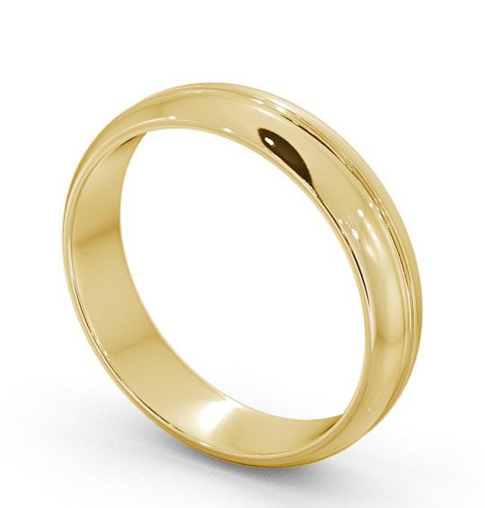  Mens Wedding Ring 9K Yellow Gold - D-Shape Single Groove WBM10_YG_THUMB1 