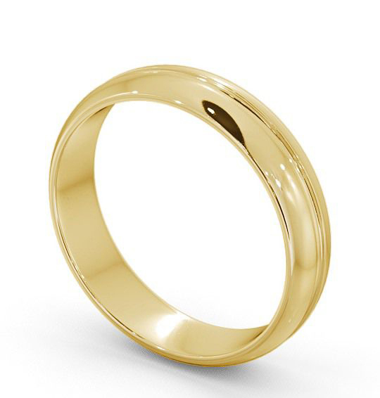 Mens D Shape Single Groove Wedding Ring 9K Yellow Gold WBM10_YG_THUMB1