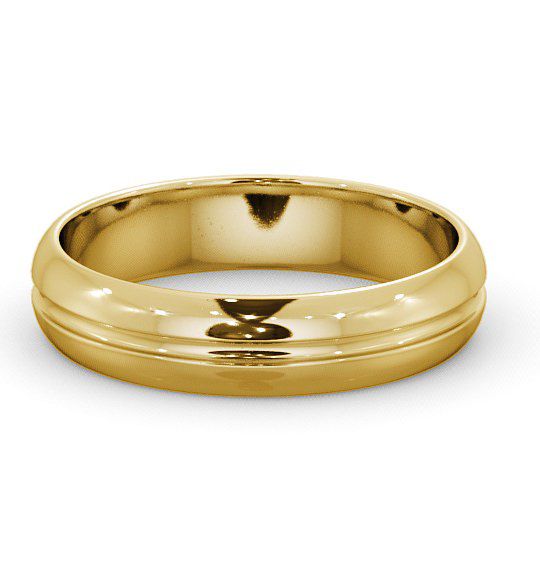  Mens Wedding Ring 18K Yellow Gold - D-Shape Single Groove WBM10_YG_THUMB2 