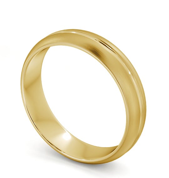  Mens Wedding Ring 18K Yellow Gold - D-Shape Single Groove (Matt) WBM10B_YG_THUMB1 