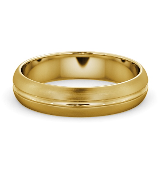  Mens Wedding Ring 18K Yellow Gold - D-Shape Single Groove (Matt) WBM10B_YG_THUMB2 