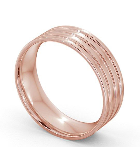 Mens Flat Court Treble Groove Wedding Ring 9K Rose Gold WBM11_RG_THUMB1 