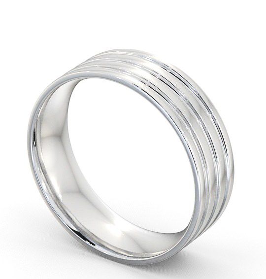 Mens Flat Court Treble Groove Wedding Ring Platinum WBM11_WG_THUMB1 