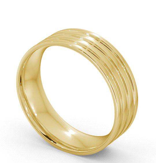 Mens Flat Court Treble Groove Wedding Ring 18K Yellow Gold WBM11_YG_THUMB1 