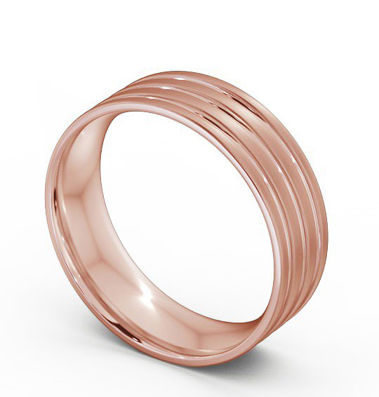 Mens Flat Court Treble Groove with Matt Finish Wedding Ring 18K Rose Gold WBM11B_RG_THUMB1