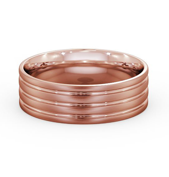 Mens Wedding Ring Flat Court Three Groove Brushed Effect (Matt) WBM11B_RG_THUMB2 