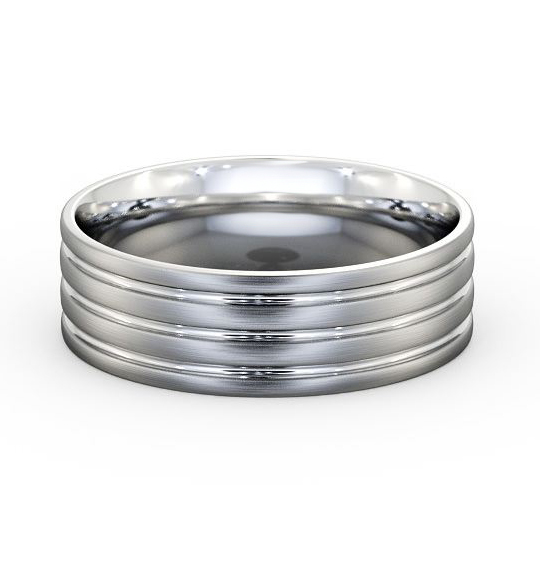 Mens Wedding Ring Flat Court Three Groove Brushed Effect (Matt) WBM11B_WG_THUMB2 