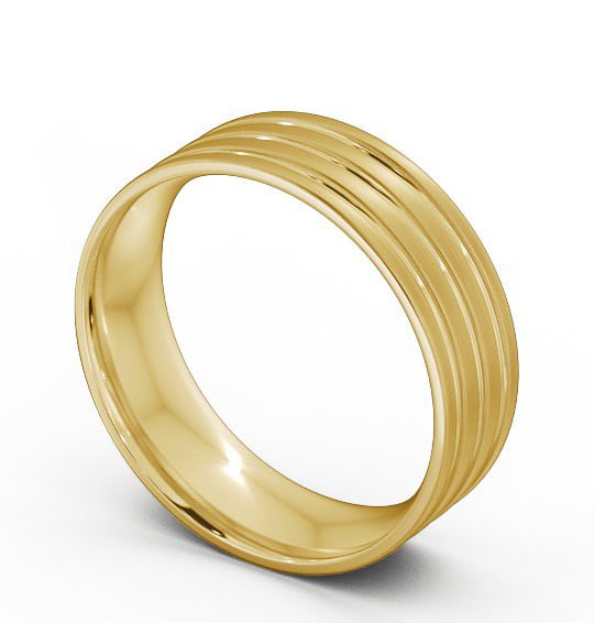 Mens Flat Court Treble Groove with Matt Finish Wedding Ring 9K Yellow Gold WBM11B_YG_THUMB1 