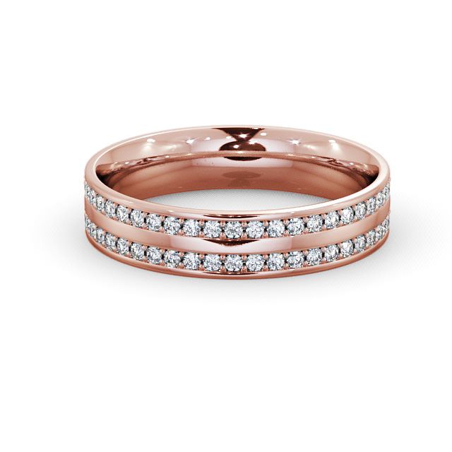 Mens Diamond 0.74ct Wedding Ring 9K Rose Gold - Tresta WBM12_RG_FLAT