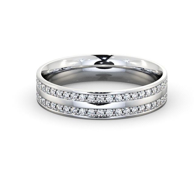 Mens Diamond 0.74ct Wedding Ring 9K White Gold - Tresta WBM12_WG_FLAT
