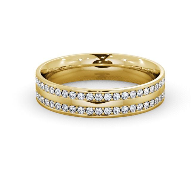 Mens Diamond 0.74ct Wedding Ring 18K Yellow Gold - Tresta WBM12_YG_FLAT