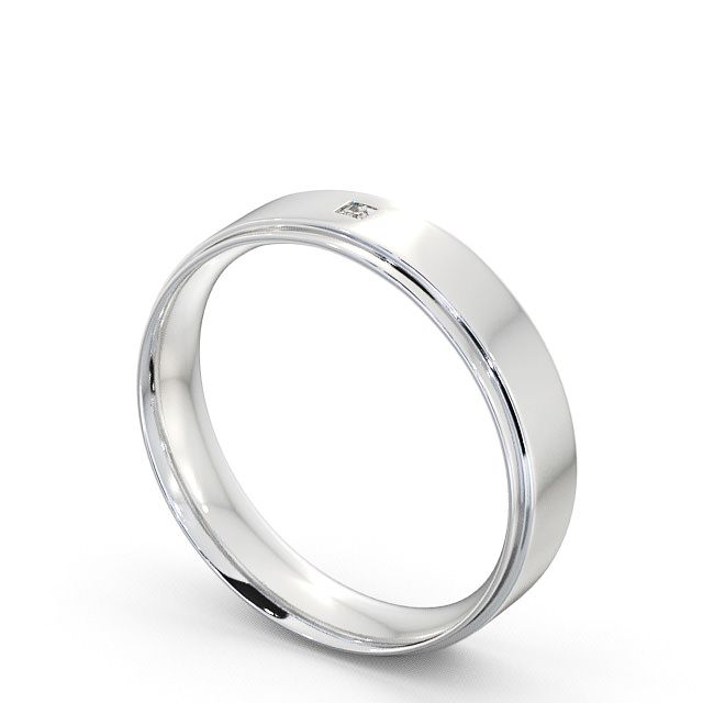 Mens Diamond Wedding Ring 18K White Gold - Aldreth