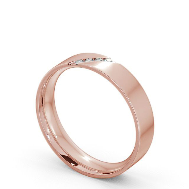 Mens Diamond 0.06ct Wedding Ring 18K Rose Gold - Budleigh