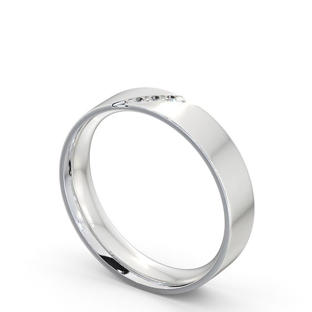 Mens Diamond 0.06ct Wedding Ring 9K White Gold - Budleigh WBM14_WG_SIDE