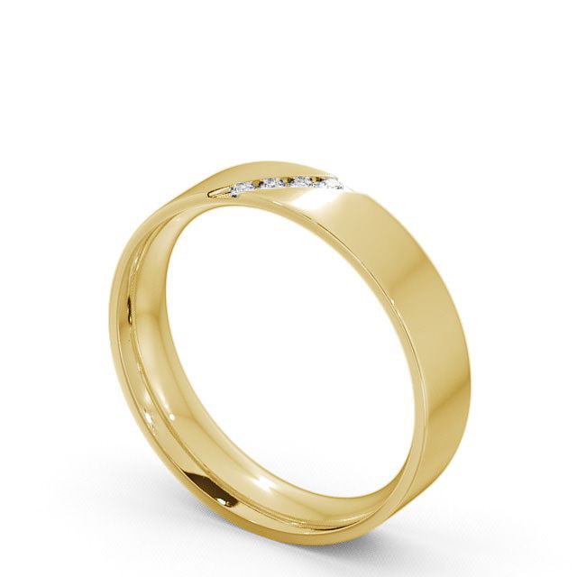 Mens Diamond 0.06ct Wedding Ring 18K Yellow Gold - Budleigh