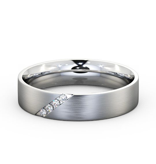 Mens Diamond 0.06ct Wedding Ring 9K White Gold - Budleigh (Matt) WBM14B_WG_THUMB2 