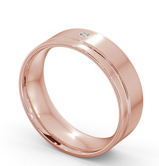 Mens Round Diamond Grooved Wedding Ring 9K Rose Gold WBM15_RG_THUMB1 