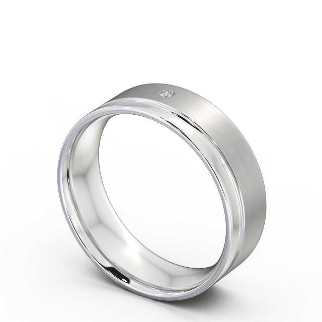 Mens Diamond Wedding Ring 18K White Gold - Olney (Matt)