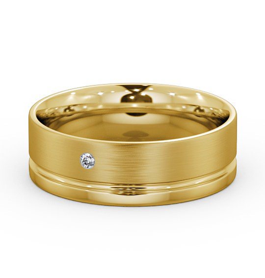 Mens Diamond Wedding Ring 18K Yellow Gold - Olney (Matt) WBM15B_YG_THUMB2 