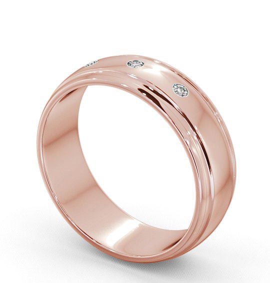 Mens Three Round Diamonds D Shape Wedding Ring 18K Rose Gold WBM16_RG_THUMB1 