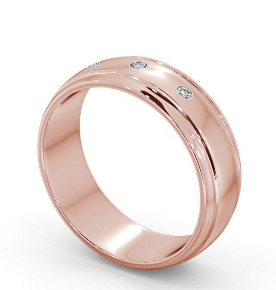 Mens Three Round Diamonds D Shape Wedding Ring 18K Rose Gold WBM16_RG_THUMB1