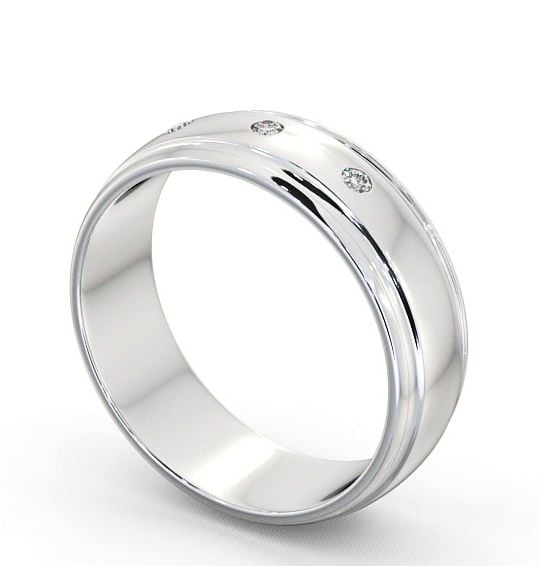 Mens Three Round Diamonds D Shape Wedding Ring 18K White Gold WBM16_WG_THUMB1