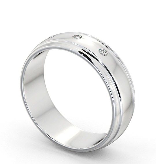 Mens Three Round Diamonds D Shape Wedding Ring Palladium WBM16_WG_THUMB1