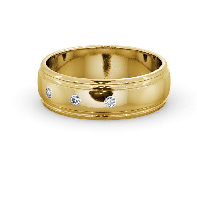 Mens Diamond Wedding Ring 18K Yellow Gold - Sennen WBM16_YG_FLAT
