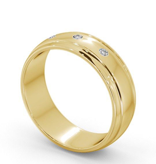 Mens Three Round Diamonds D Shape Wedding Ring 18K Yellow Gold WBM16_YG_THUMB1 