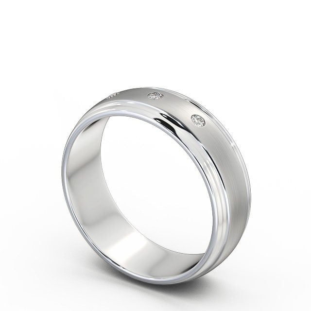 Mens Diamond Wedding Ring 18K White Gold - Sennen (Matt)
