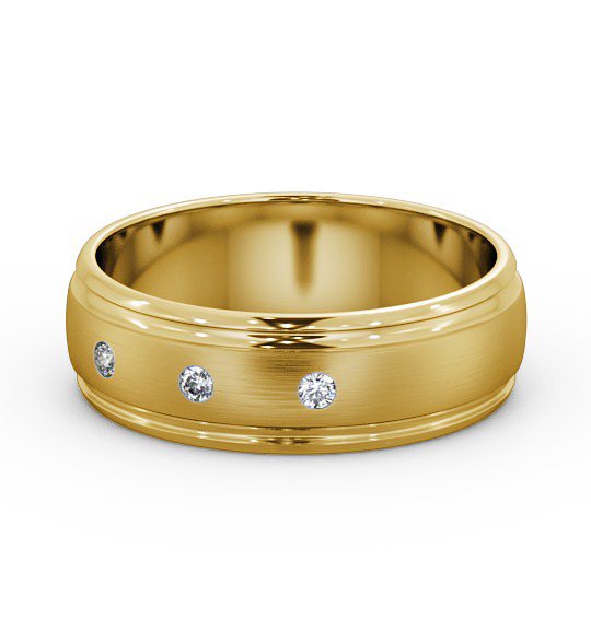  Mens Diamond Wedding Ring 18K Yellow Gold - Sennen (Matt) WBM16B_YG_THUMB2 