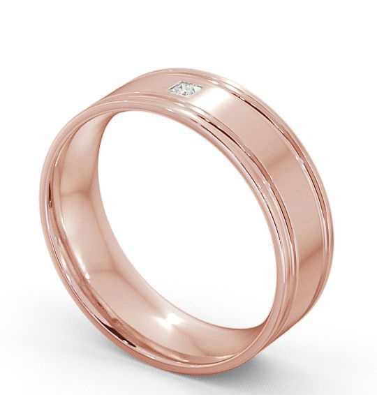 Mens Princess Diamond Double Grooved Wedding Ring 9K Rose Gold WBM17_RG_THUMB1 