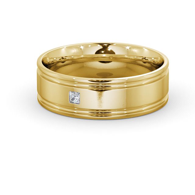 Mens Diamond Wedding Ring 18K Yellow Gold - Brogue WBM17_YG_FLAT