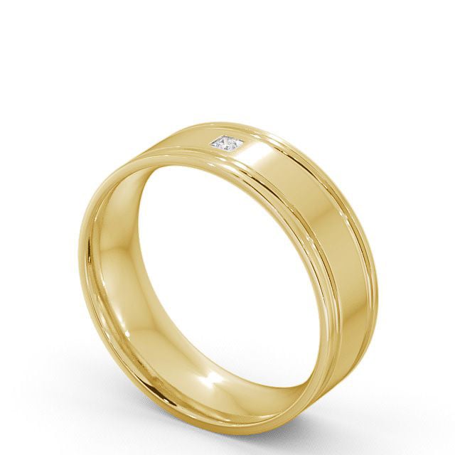 Mens Diamond Wedding Ring 18K Yellow Gold - Brogue WBM17_YG_SIDE