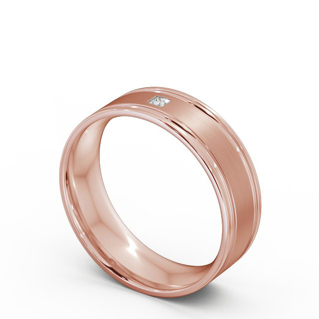 Mens Diamond Wedding Ring 18K Rose Gold - Brogue (Matt) WBM17B_RG_SIDE
