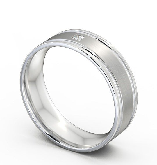  Mens Diamond Wedding Ring 18K White Gold - Brogue (Matt) WBM17B_WG_THUMB1 