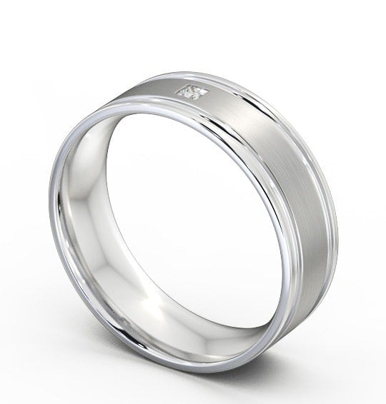 Mens Princess Diamond Double Grooved with Matt Finish Wedding Ring Palladium WBM17B_WG_THUMB1 