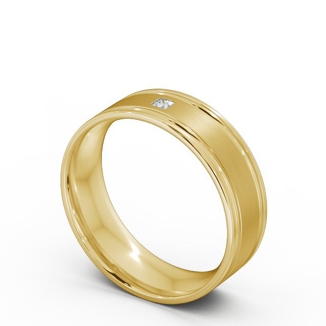 Mens Diamond Wedding Ring 18K Yellow Gold - Brogue (Matt) WBM17B_YG_SIDE