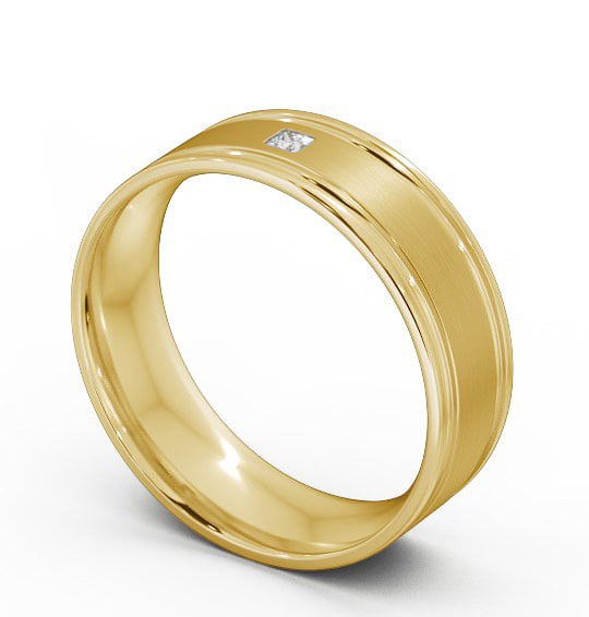 Mens Princess Diamond Double Grooved with Matt Finish Wedding Ring 9K Yellow Gold WBM17B_YG_THUMB1 