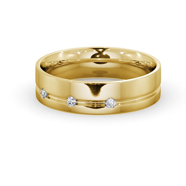 Mens Diamond Wedding Ring 18K Yellow Gold - Callani WBM18_YG_FLAT