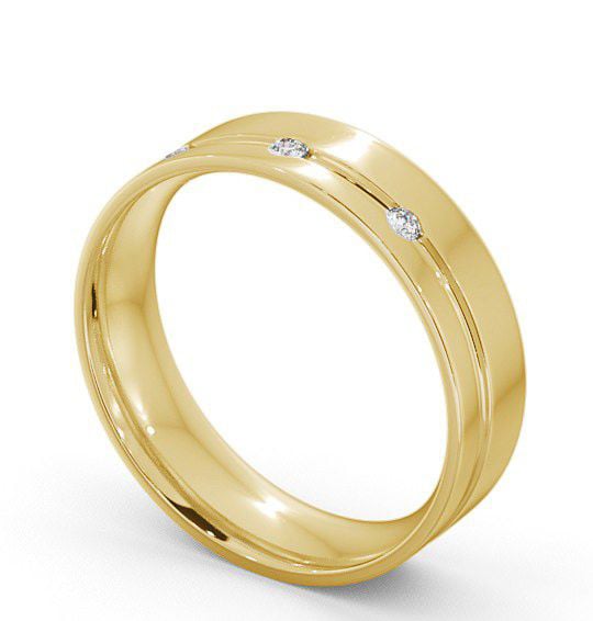 Mens Three Round Diamonds Single Groove Wedding Ring 18K Yellow Gold WBM18_YG_THUMB1