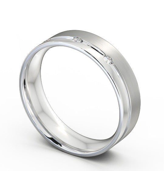  Mens Diamond Wedding Ring 9K White Gold - Callani (Matt) WBM18B_WG_THUMB1 