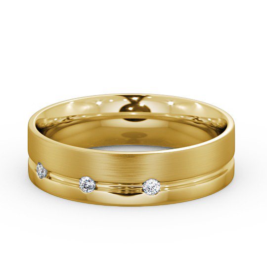  Mens Diamond Wedding Ring 18K Yellow Gold - Callani (Matt) WBM18B_YG_THUMB2 