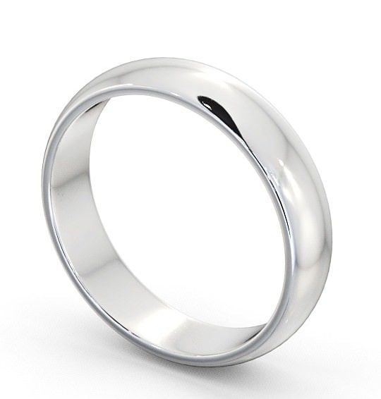 Mens Plain D Shape Wedding Ring 18K White Gold WBM1_WG_THUMB1