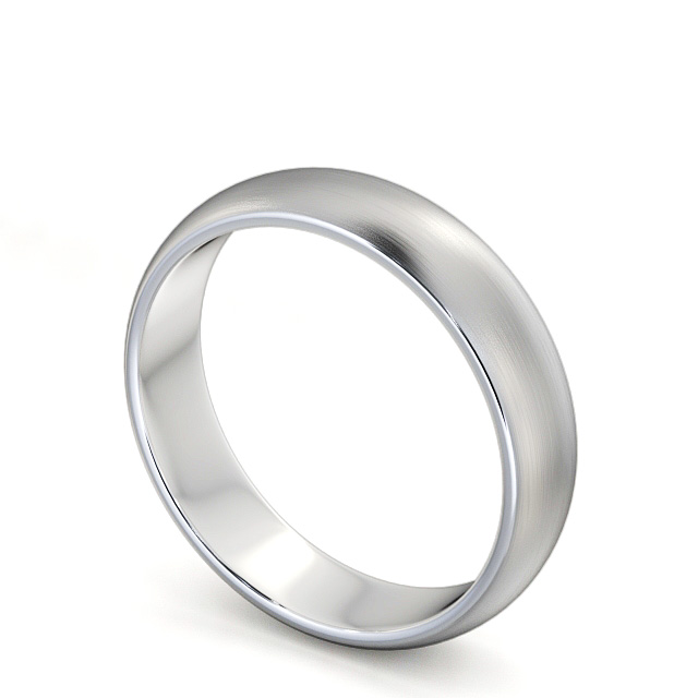 Mens Plain Wedding Ring 9K White Gold - D-Shape (Matt) WBM1B_WG_SIDE