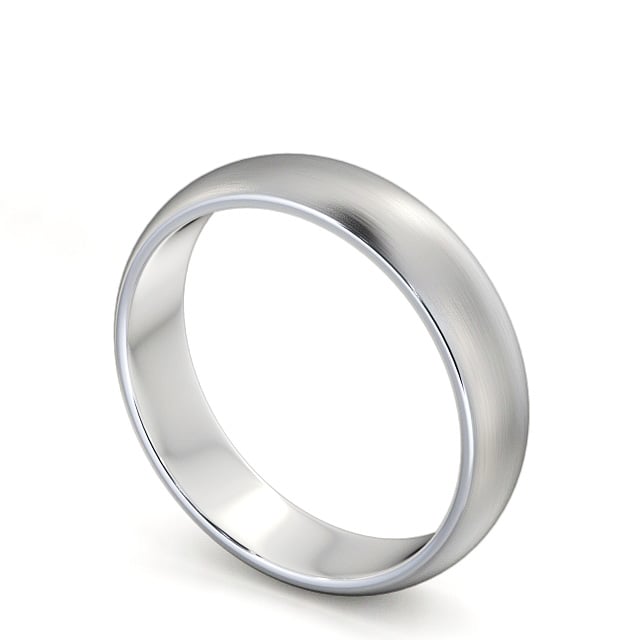 Mens Plain Wedding Ring Platinum - D-Shape (Matt) WBM1B_WG_SIDE