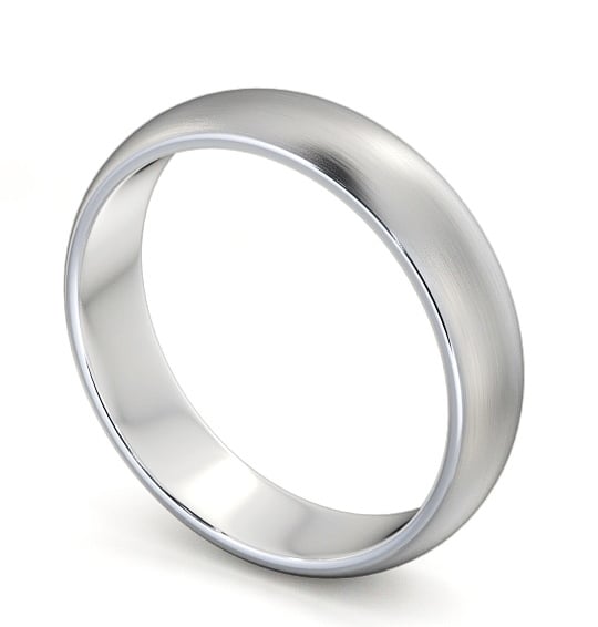  Mens Plain Wedding Ring 18K White Gold - D-Shape (Matt) WBM1B_WG_THUMB1 